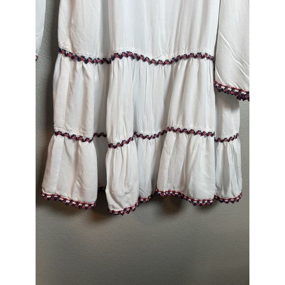 Anthropologie‎ Red Garter Open Shoulder Cover Up Dress White Womens Medium 8 - Picture 3 of 10